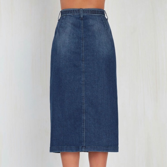 Denim skirt w pockets, button front, S - Picture 3 of 5